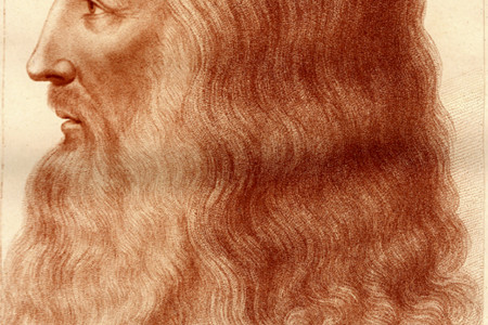Ritratto di Leonardo, antica incisione dal disegno della Royal Library di Windsor.  © Museo Ideale Leonardo Da Vinci, riproduzione autorizzata per la comunicazione del Carro-Teatro dell’Universo di Leonardo/Fondazione Carnevale di Viareggio